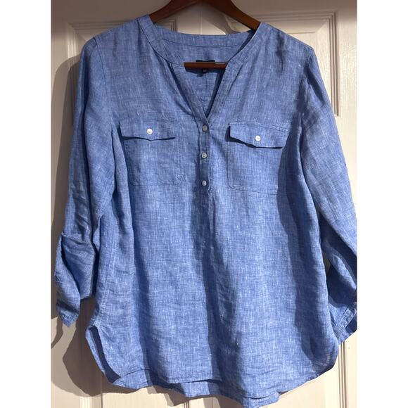 Talbots 100% Linen Blue Dyed Tunic - Picture 3 of 5